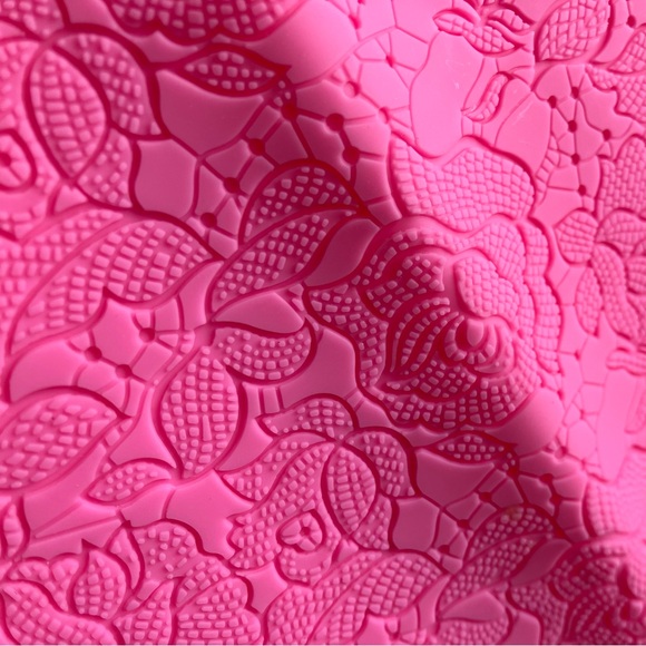 Silicone Fondant Mat Impression Lace Mold Pink Rose Cake Cupcakes Embossing   - Picture 3 of 5
